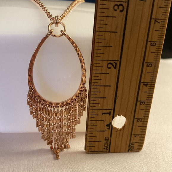 NWOT - Rose Goldtone Horseshoe Style Fringed Pendant and Matching Earring Set - Picture 4 of 12